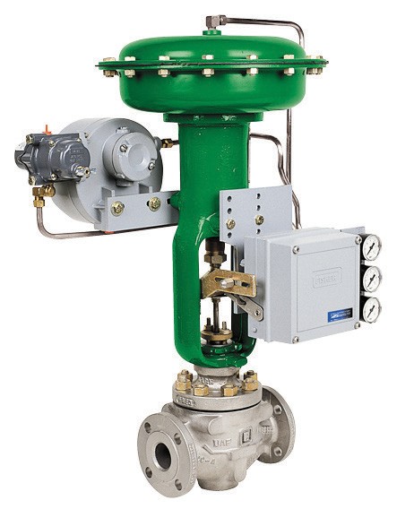 Remanufactured Fisher control valve with actuator and positioner